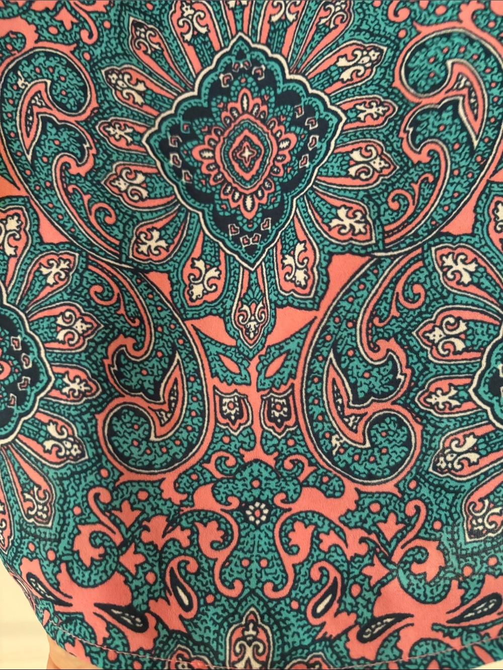 LOFT Teal and Pink Paisley Flutter-Sleeve Tank - Picture 5 of 11